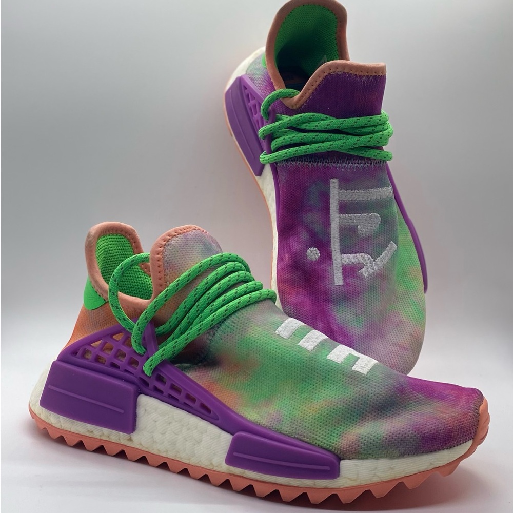 Size 4.5 Mens adidas Pharrell x NMD Human Race Trail Holi Festival Sneakers Used